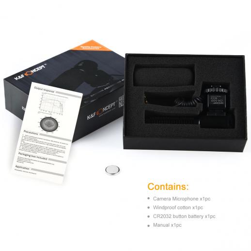 Microfon Pentru DSLR si Camere Video K &amp; F Concept CM-500, 50 Hz - 16 kHz, 200 Ohm +-30%, Jack 3.5 mm, Baterie CR2032, 100 Ore (Produs NOU!) - Garantie 24 LUNI - imagine 2