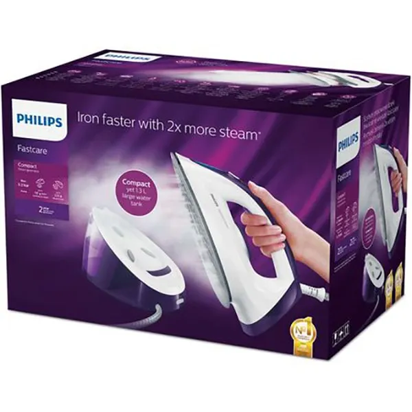 Statie de calcat Philips FastCare Compact GC6730/30, 2400W, Talpa Ceramica, Capacitate vas 1.3L, 5.2 bar, 110 g/min, Alb/Mov - imagine 3
