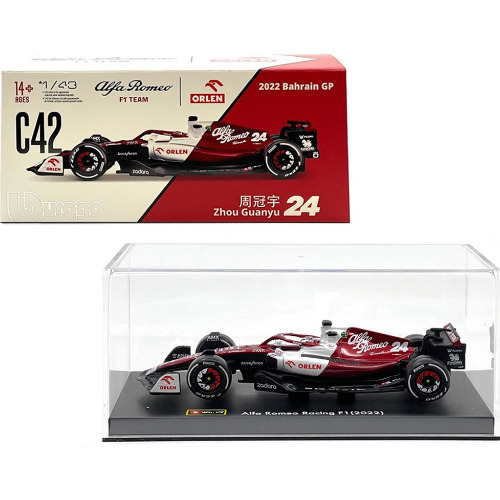 Macheta auto Bburago - 1:43 RACE ,24 Zhou - Alfa Romeo F1 Team Orlen,18-38068 - imagine 2