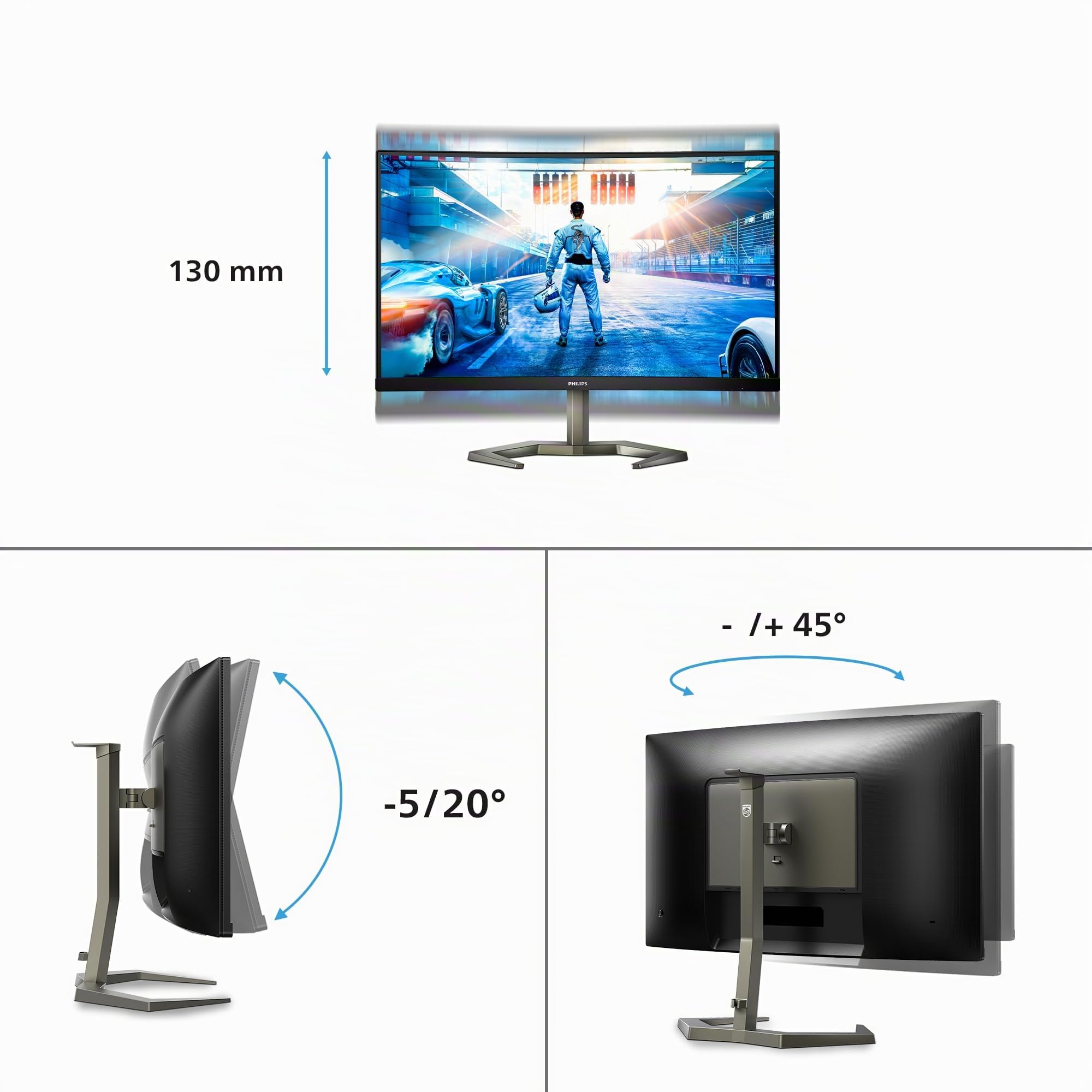 Monitor Gaming Curbat VA Philips Evnia 27M1C5200W/00, 27 inch FHD, 1920x1080, 240Hz, HDR, 4ms, Negru - imagine 2