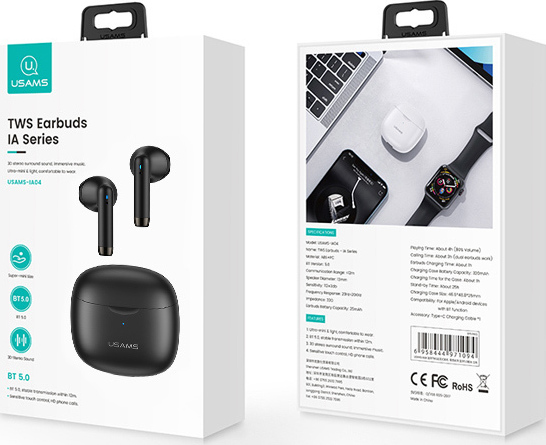 Casti USAMS Series IA04, Wireless, TWS, In-Ear, Negru - imagine 2