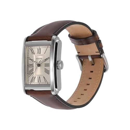 Ceas Fossil Carraway Three Hand FS6012, Miyota 2036 quartz, Argintiu/Maro