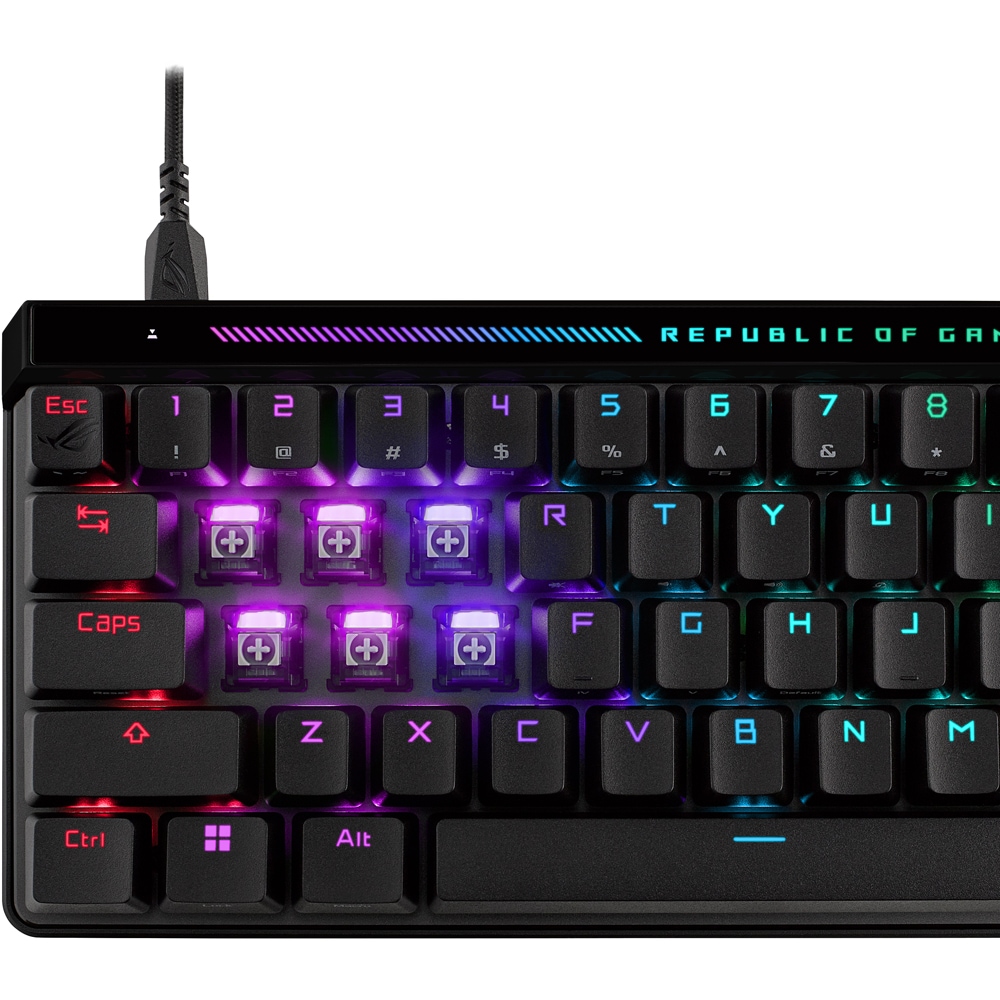 Tastatura Gaming cu fir ASUS ROG Falchion Ace HFX, ROG HFX Magnetic Switch, 65 la Suta, Dual Usb-C, Layout US, Negru - imagine 2
