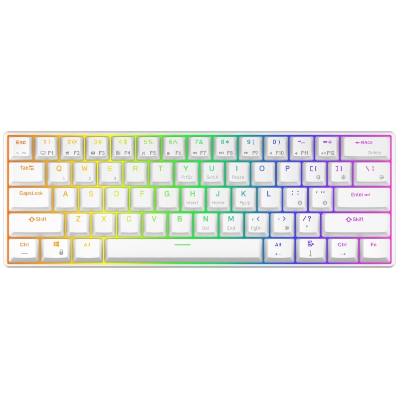 Tastatura Gaming Mecanica RK ROYAL KLUDGE RK61, 60% Iluminata RGB 61, Taste Alb, Bluetooth, USB-C