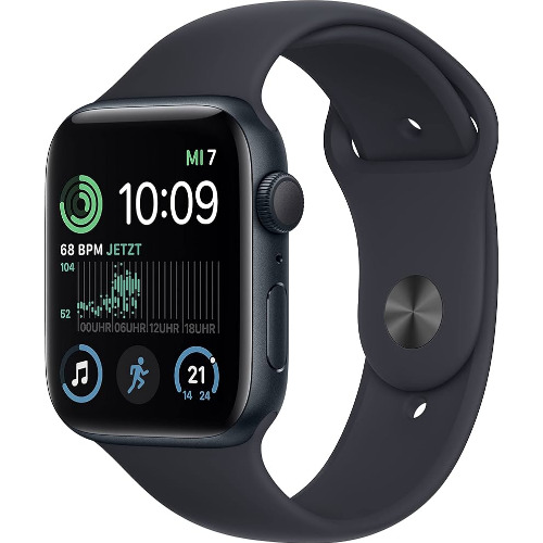 Apple Watch SE (2nd Gen) 44mm, Midnight Aluminium Case, Midnight Sport Band, A2723 - imagine 2