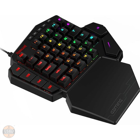 Tastatura gaming mecanica One-Hand Redragon Diti, RGB, 7 Taste Macro, Blue Switch, Black - imagine 2