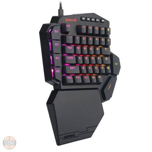 Tastatura gaming mecanica One-Hand Redragon Diti, RGB, 7 Taste Macro, Blue Switch, Black - imagine 3