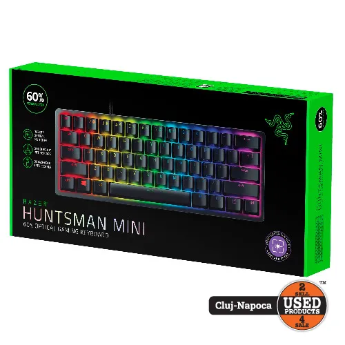 Tastatura gaming mecanica Razer Huntsman Mini, RGB, Purple Switch, QWERTY, Black - imagine 2