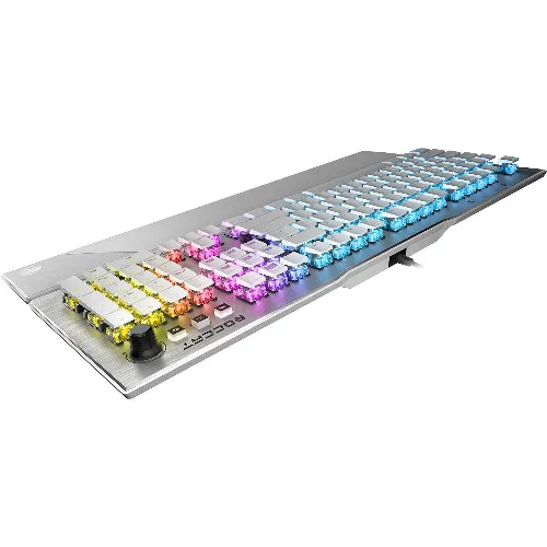 Tastatura gaming mecanica cu fir Roccat Vulcan 122 AIMO, RGB, Switch tactil silentios, Palm rest, QWERTY, Alb - imagine 2