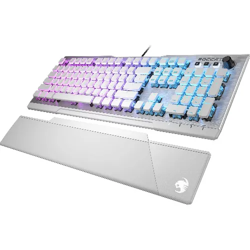 Tastatura gaming mecanica cu fir Roccat Vulcan 122 AIMO, RGB, Switch tactil silentios, Palm rest, QWERTY, Alb - imagine 3