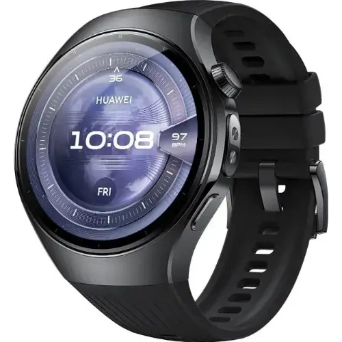 Smartwatch Huawei Watch 5, 46mm, Display AMOLED HD 1.5 inch, NFC, GPS, Wi-Fi, LTE, RTS-AL00, Black Fluoroelastomer Strap - imagine 2