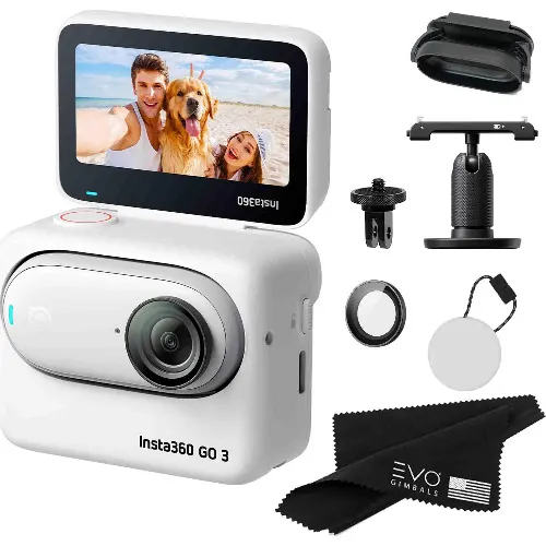 Camera video sport Insta360 GO 3, 64 Gb, 2.7K 30fps, AI Powered Editing, Rezistenta la umiditate 0.5 ATM, Magnetic Mount, Voice Control 2.0, Pivot Stand, Bluetooth, Wi-Fi, USB-C, White - imagine 4