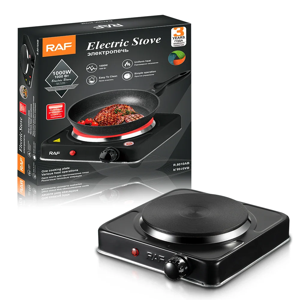 RAF R.8010AB Aragaz Electric, 1000W, Usor Portabila, Negru