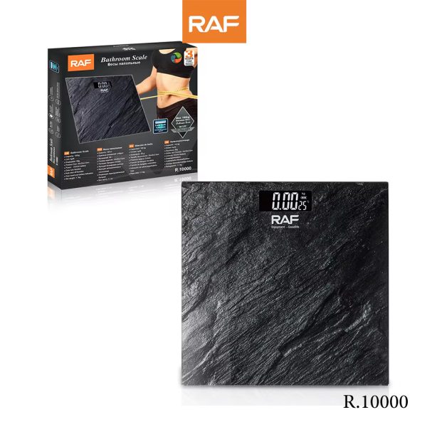 RAF R.10000 Cantar de Baie, Capacitate Maxima 180Kg, Ecran Digital, Afisare Temperatura, Auto ON/OFF, Negru