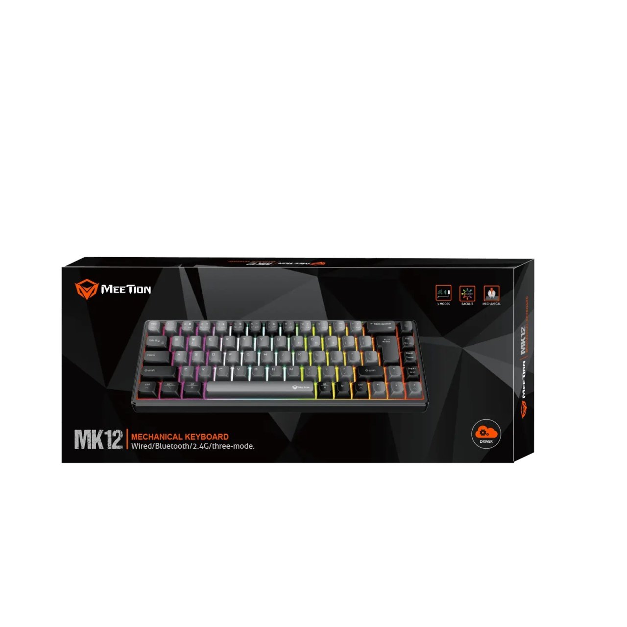 Meetion MK12 Tastatura Mecanica de Gaming cu Fir + 2.4G + Bluetooth, Negru, Layout US QWERTY - imagine 2