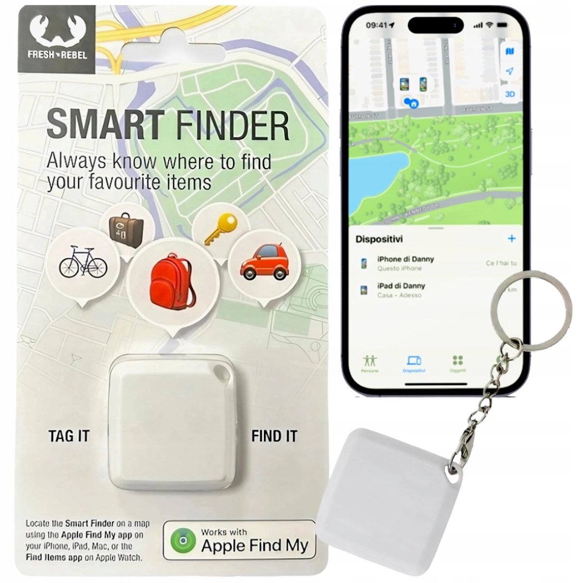 Smart Finder Fresh n Rebel, Apple Find My, Key Finder, Replaceable Battery, Diverse Culori