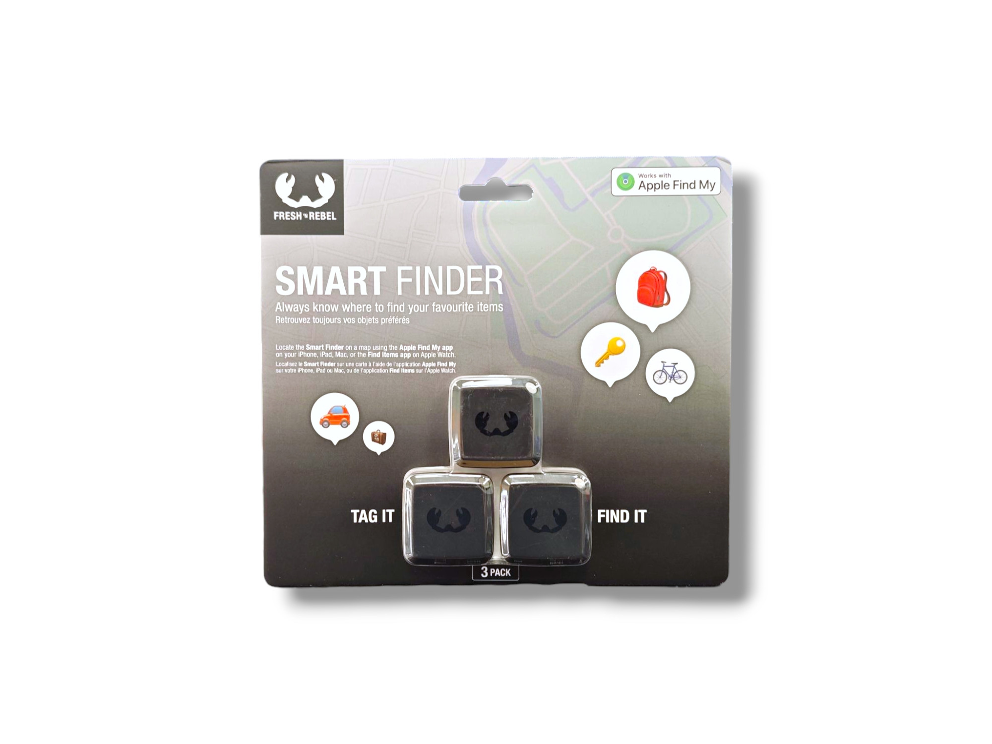 Smart Finder Fresh n Rebel 3 Pack, Apple Find My, Key Finder, Replaceable Battery, Diverse Culori - imagine 3