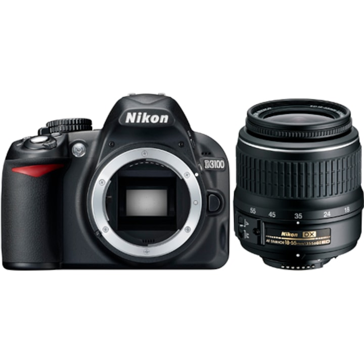 Aparat foto DSLR Nikon D3100, 14.2 Mp, Obiectiv Nikon AF-S DX 18-55mm 1.3.5-5.6 G ED II - imagine 2