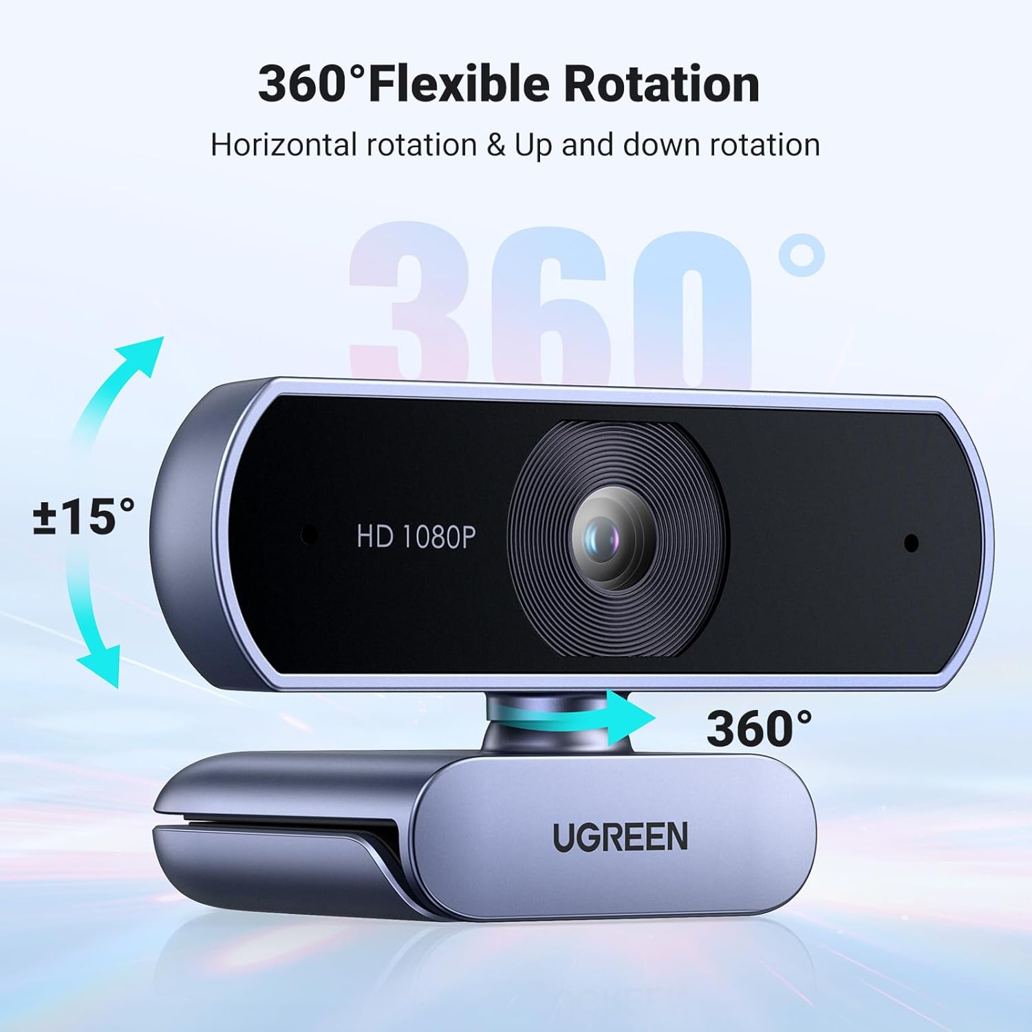 Camera Web Ugreen CM678, 1080p HD, Microfon, 360 grade, Plug-and-Play, USB - imagine 2