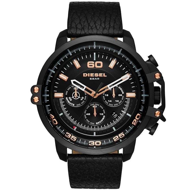 Ceas barbatesc Diesel Deadeye DZ-4409, 56mm, Quart, Cronograf, Otel inoxidabil, Curea piele, 5ATM, Analog