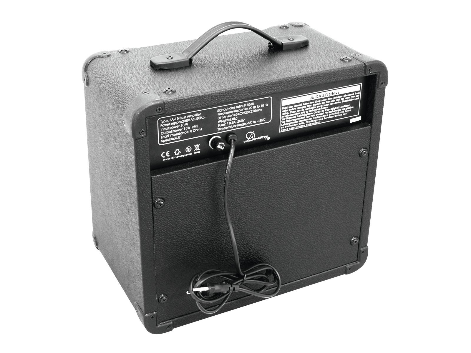 Amplificator Combo Chitara Bass Dimavery BA-15, Putere 15W, Difuzor 6.5 inch, Bass Reflex, Egalizator 3 Benzi, Iesire Casti, Intrare Jack 6.3 mm, Negru - imagine 2