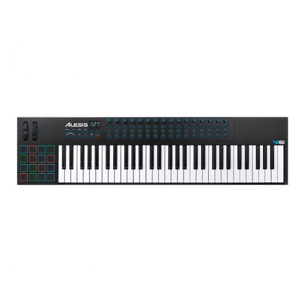Claviatura MIDI Alesis V61 MK1, 61 clape synth-action, 8 pad-uri iluminate, 4 butoane, 4 potentiometre, conexiune USB, Negru - imagine 2