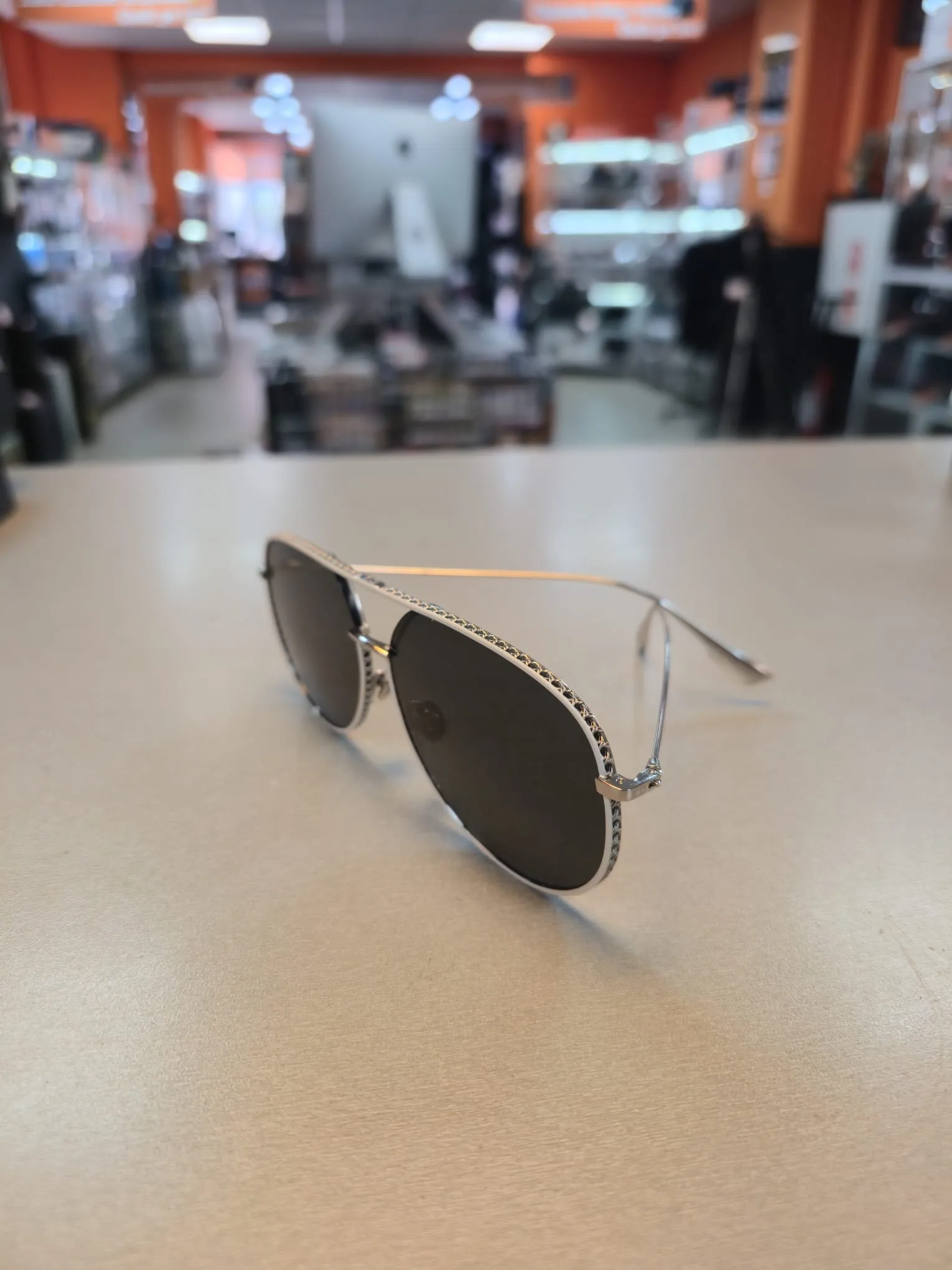 Ochelari de soare Unisex Christian Dior by Dior 0102K 60, Latime lentile 60mm, Lungime brat 145mm, Inaltime lentile 50mm, Punte Nazala 30mm, Palladium/White Dark Grey - imagine 2
