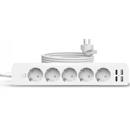 Prelungitor OG2205, 5 Prize, 2x USB, 2x TYPE-C, 2500W, Buton ON-OFF, Cablu 2m, Rezistent la foc - imagine 3