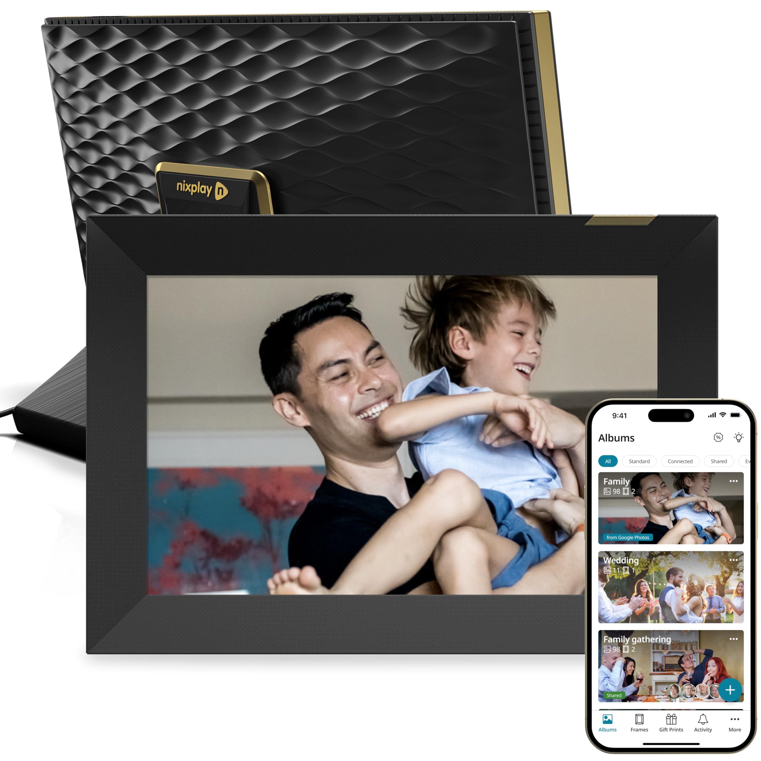 Rama foto digitala Nixplay W10K, Display tactil 10.1 inch HD, Smart, Wi-Fi, iOS, Android, Negru