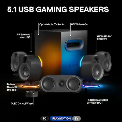 Sistem Surround 5.1 Gaming SteelSeries Arena 9, RGB, Negru - imagine 4