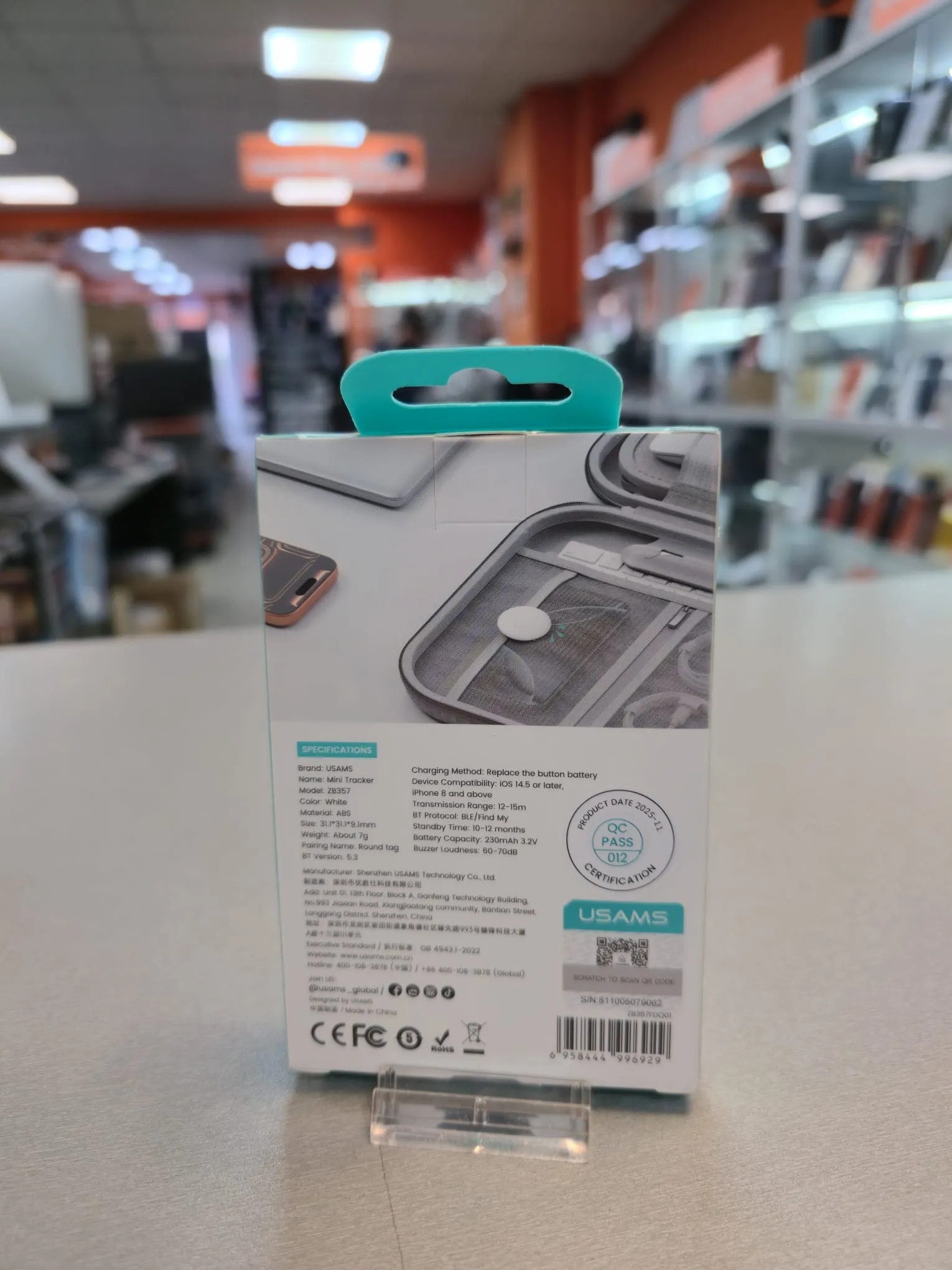 Dispozitiv Anti-Pierdere USAMS ZB357, Compatibil Apple Find My, Alb - imagine 2