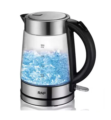 Fierbator Electric RAF R.7889, 2L, 2200W, Auto-OFF, Sticla Borosilicata, Argintiu-Negru (Produs NOU!) - Garantie 24 LUNI
