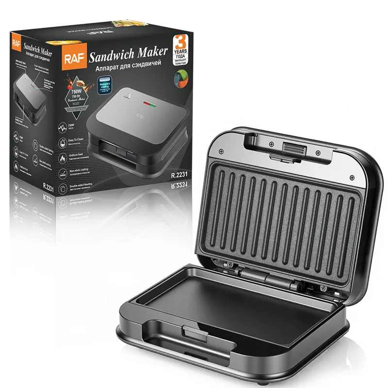 Aparat De Facut Sandwichuri RAF R.2231, 750W, Negru (Produs NOU!) - Garantie 24 LUNI