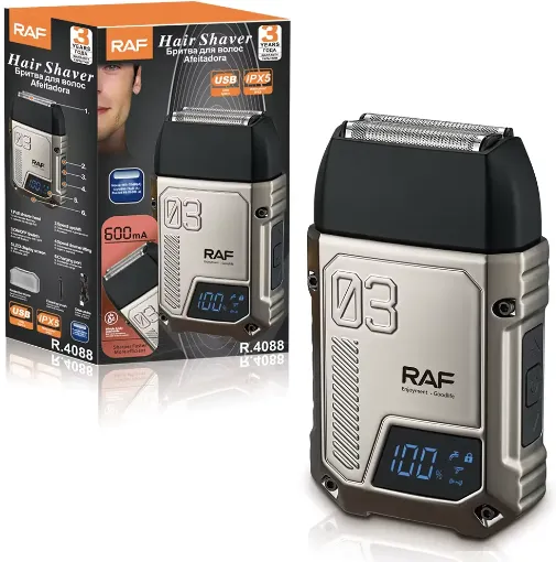 Aparat de ras electric RAF R.4088, 8700Rpm, Autonomie 60min, Afisaj LED, Auriu/Negru