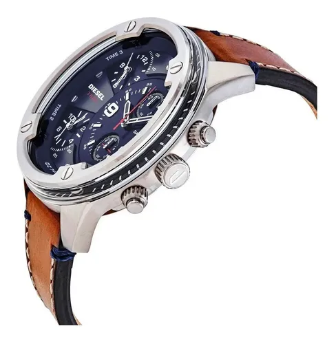 Ceas barbatesc Diesel Boltdown DZ-7424, 56mm, Quart, Otel inoxidabil, Curea piele, Analog - imagine 2
