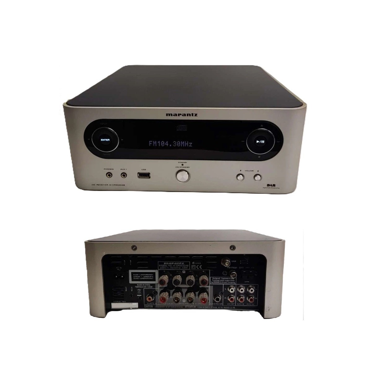 Sistem audio compact Marantz M-CR502, CD Receiver, amplificator Hi-Fi, port USB, design premium, Argintiu