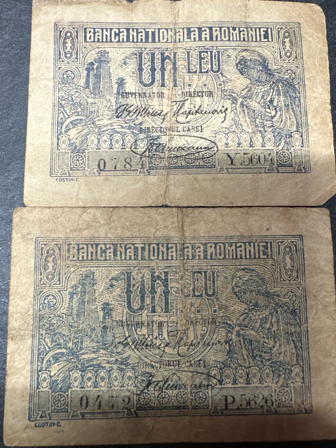 Bancnota veche Romania 1 Leu 1915 BNR (Circulație 1920) – Ursoaica cu pui