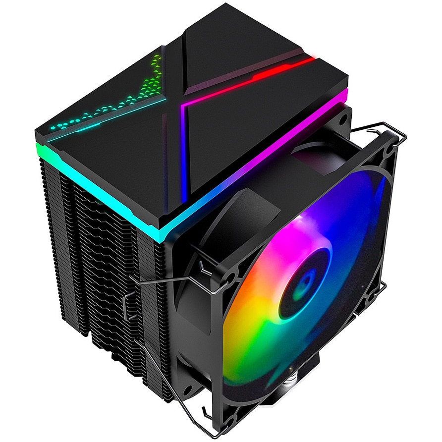 Cooler CPU ID-Cooling SE-914-XT ARGB V2, 92 mm, ARGB, Socket AM4/AM5/LGA1700, Black
