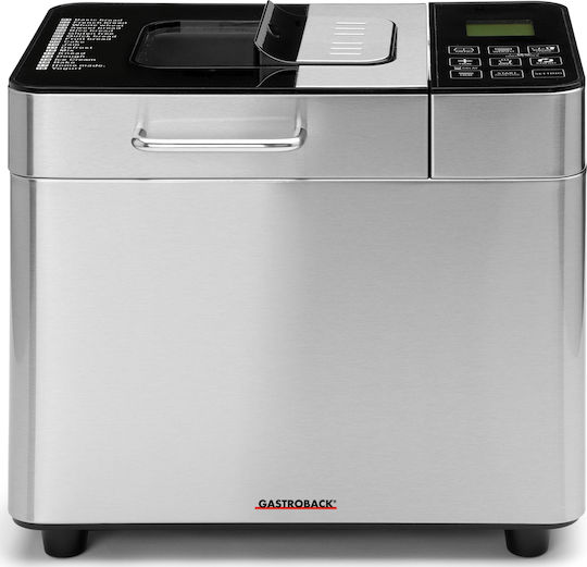 Masina de Paine Gastroback 42823, 500 W, 18 Programe, Capacitate 750 g, Display LCD, Inox-Black