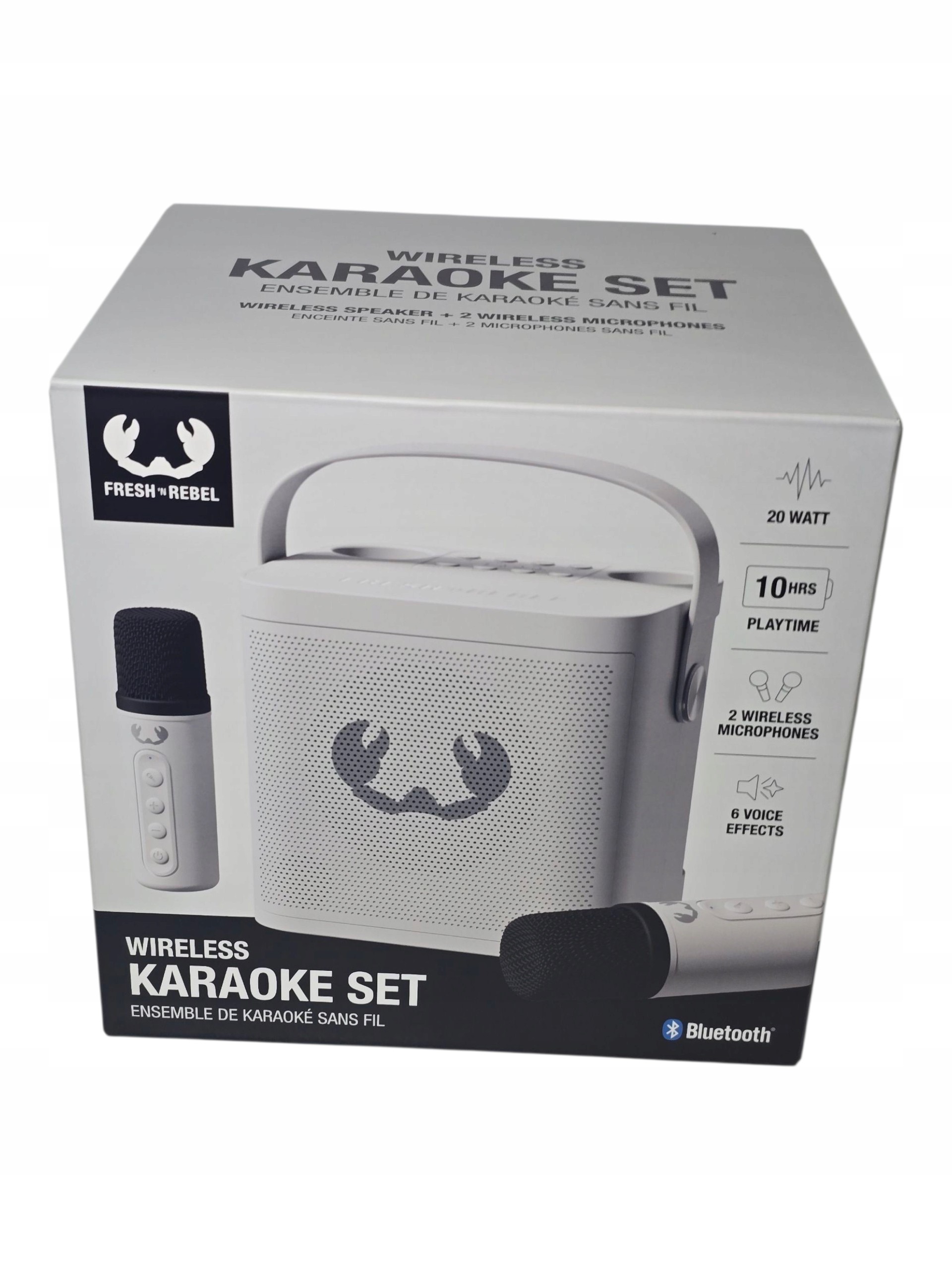 Boxa Portabila Karaoke Fresh 'n Rebel Wireless Karaoke Set, Bluetooth 5.4, 20 W, 2 Microfoane Wireless, USB C, Ice Grey - imagine 6
