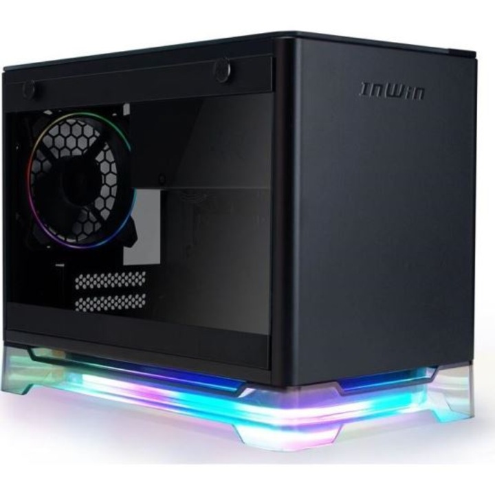 Carcasa PC Gaming In Win A1 Plus, Tempered Glass, Mini-ITX, Sursa 650W Gold, Black