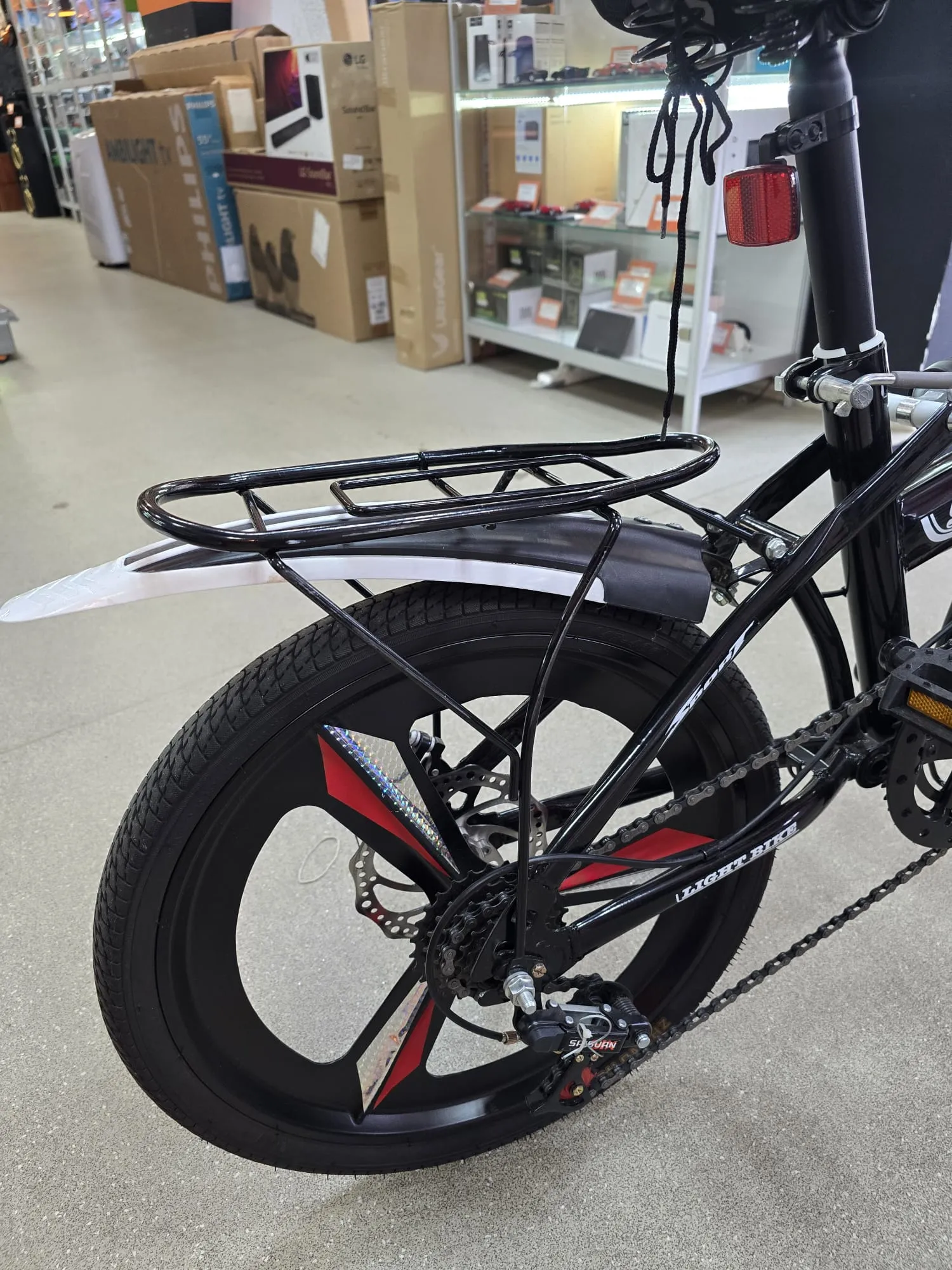 Bicicleta pliabila Xqida X-20, Roti 20 inch, 7 Viteze, Frane pe disc, Amortizoare, Negru/Rosu/Alb - imagine 4