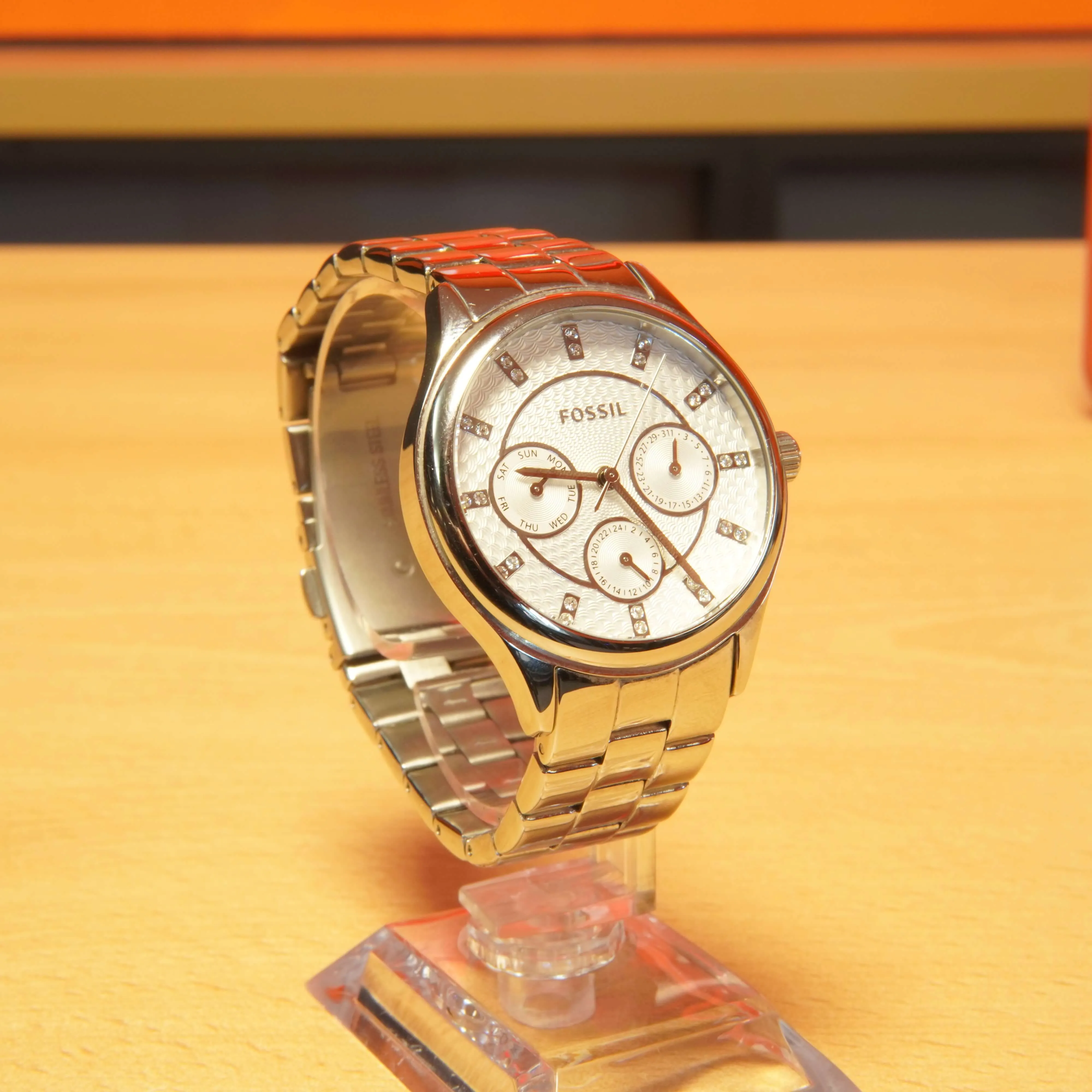 Ceas de Dama Fossil BQ1560 36mm, Quartz, Argintiu - imagine 3
