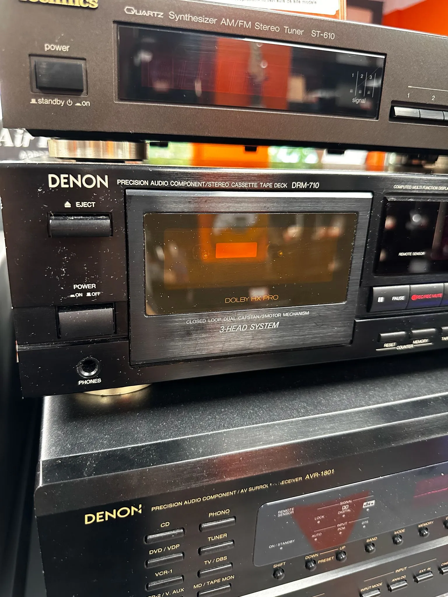 Stereo Cassette Deck Recorder DENON DRM-710, 3-head, Negru - imagine 2