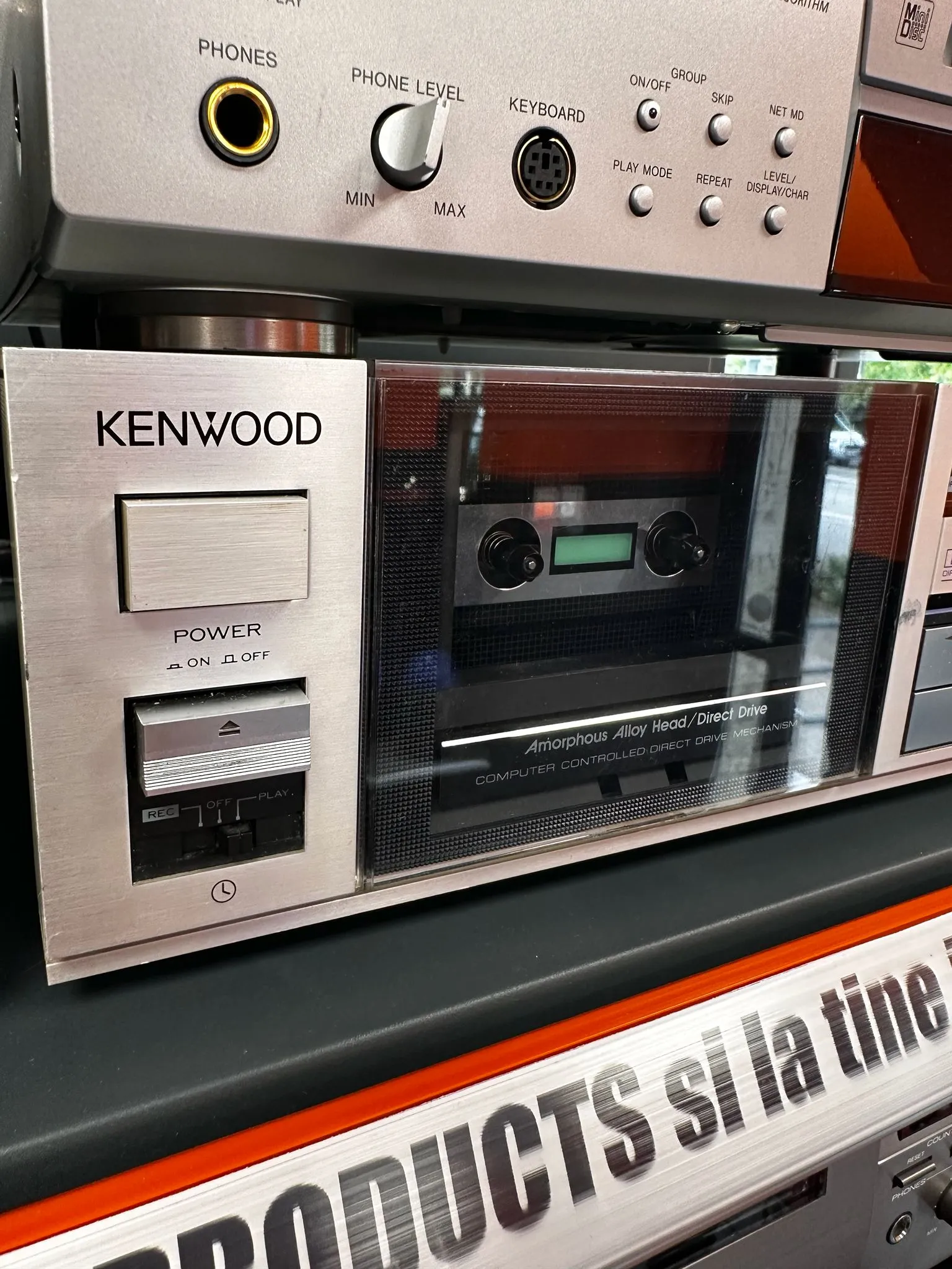 Stereo Cassette Deck Kenwood KX-880SR, Direct Drive, Intrare/iesire casti, Japonia 1984, 5.9 Kg, Gri - imagine 2