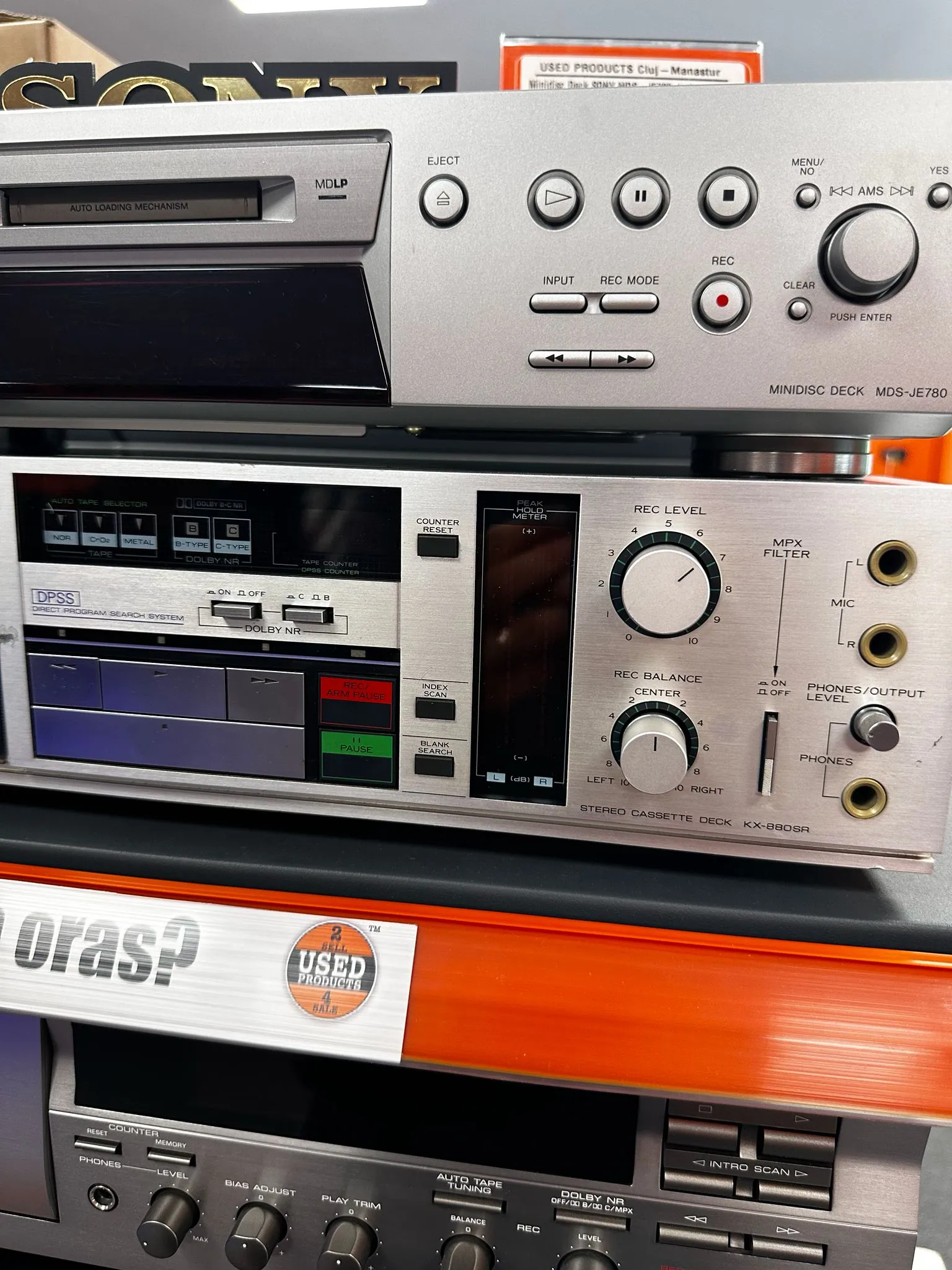 Stereo Cassette Deck Kenwood KX-880SR, Direct Drive, Intrare/iesire casti, Japonia 1984, 5.9 Kg, Gri - imagine 3