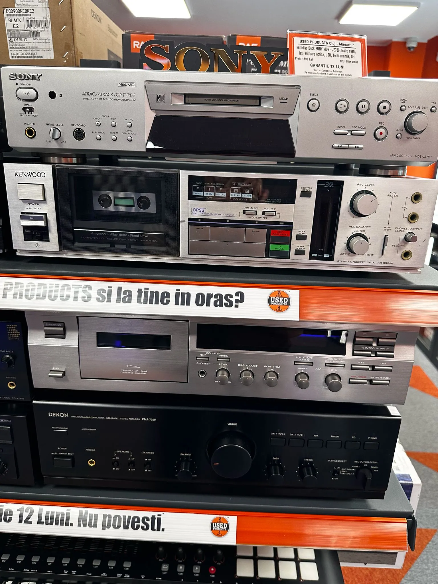 Stereo Cassette Deck Kenwood KX-880SR, Direct Drive, Intrare/iesire casti, Japonia 1984, 5.9 Kg, Gri