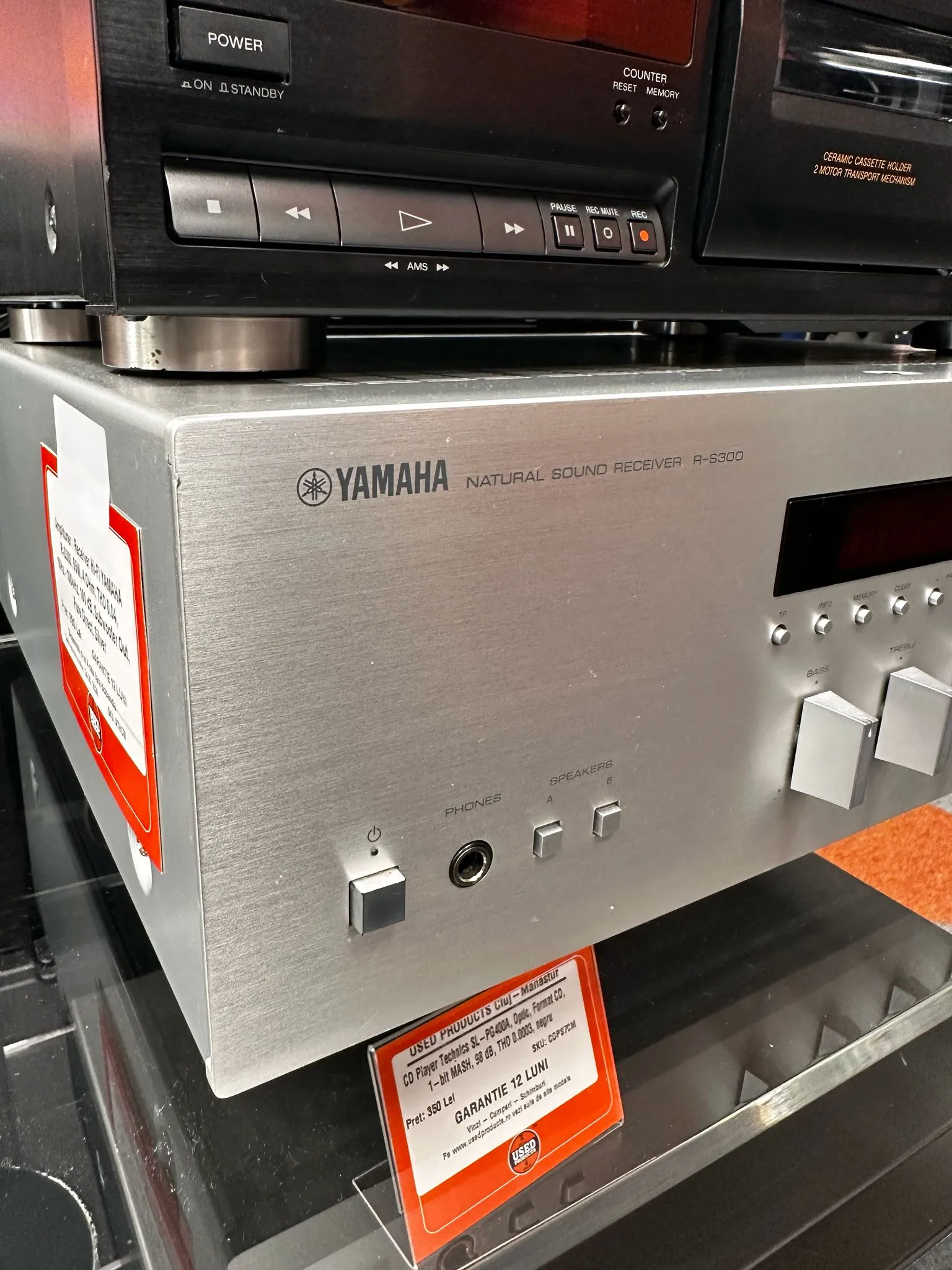 Amplituner / Receiver HI-FI YAMAHA R-S300, 55W, 4 OHm, THD 0.04, 10Hz - 100kHz, 100 dB, Subwoofer Out, Pure Direct, Silver - imagine 2