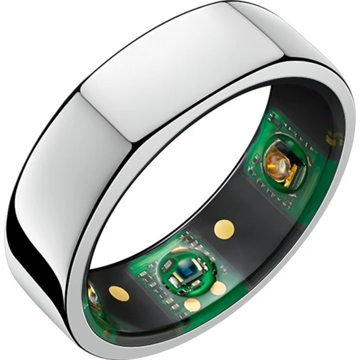 Inel Smart Oura Gen3 Heritage, Size 12, Montorizare Stres, Somn, Puls, Variatia ritmului cardiac, Pasi, Calorii, Horizon Silver