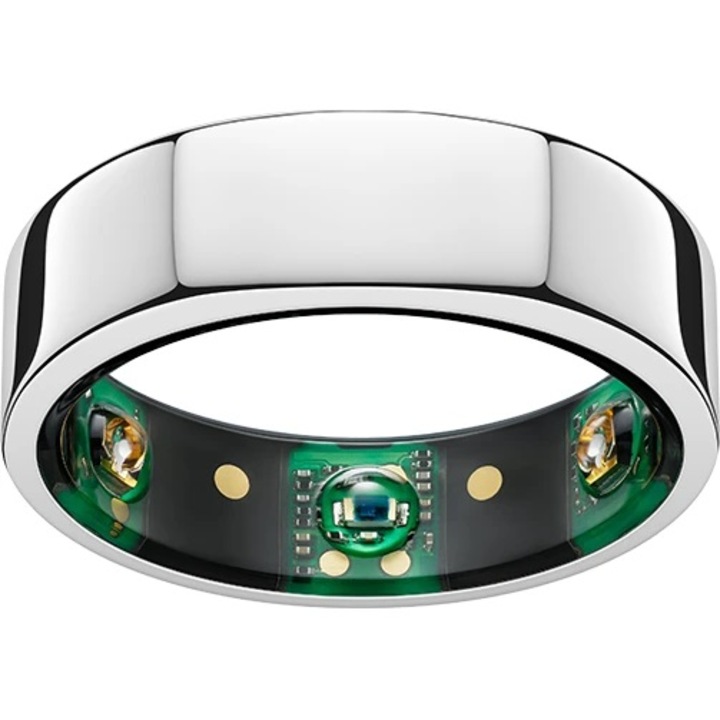 Inel Smart Oura Gen3 Heritage, Size 12, Montorizare Stres, Somn, Puls, Variatia ritmului cardiac, Pasi, Calorii, Horizon Silver - imagine 2